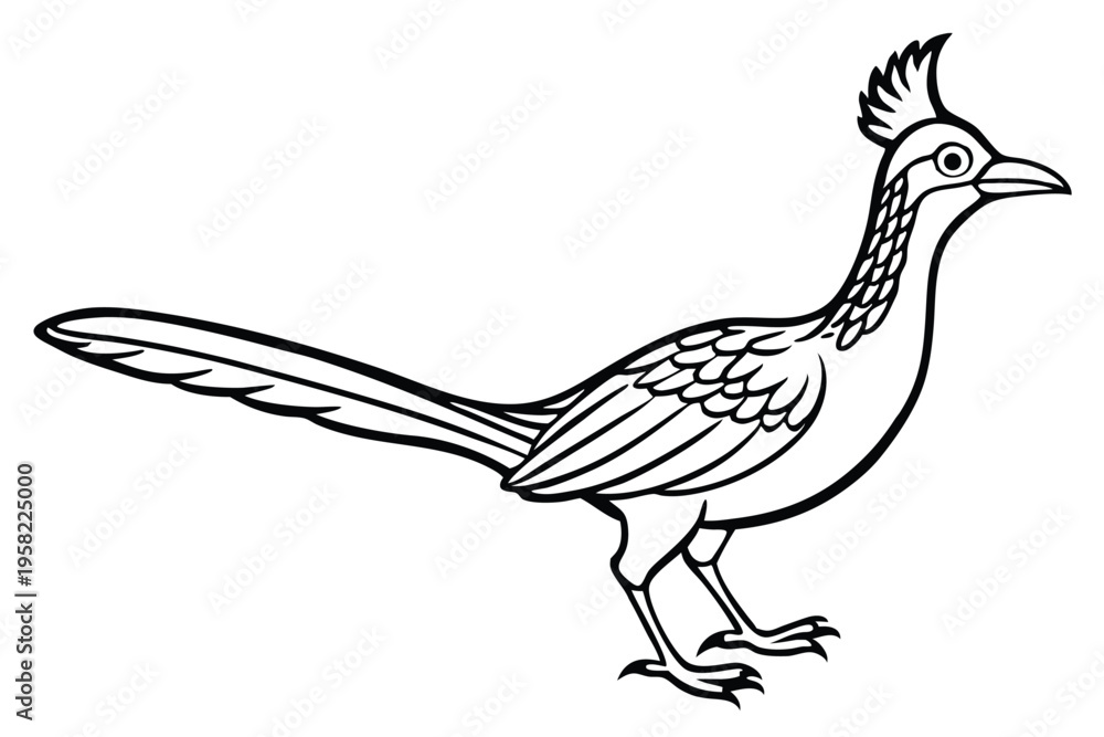 Obraz premium roadrunner bird silhouette line art vector illustration with a white background