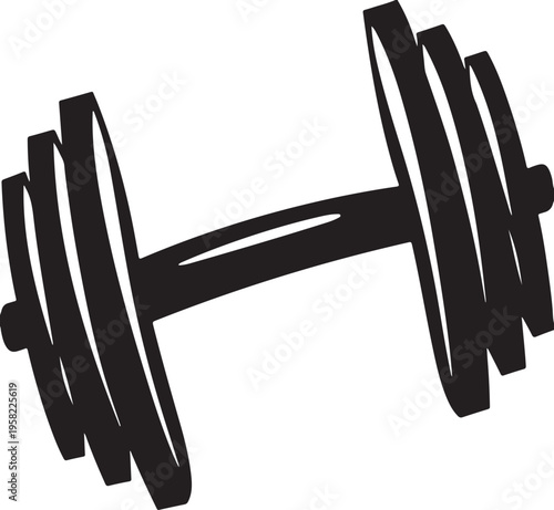 Hand drawn style dumbbell for fitness and weightlifting isolated on transparent background