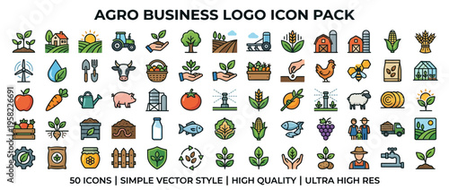 Agro business logo icon pack collection.