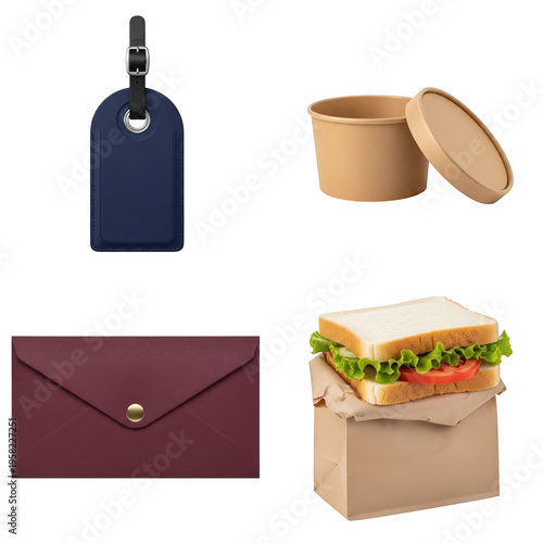 Wallpaper Mural Flat pack gift box set with various items and wrapping, isolated on transparent cutout png. Torontodigital.ca