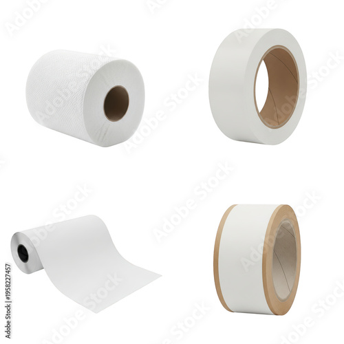 Wallpaper Mural Four rolls of paper in different styles and colors, isolated on transparent cutout png. Torontodigital.ca