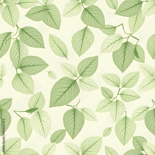 Elegant botanical foliage seamless background for textile wallpaper design