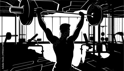 silhouette of a man lifting weights