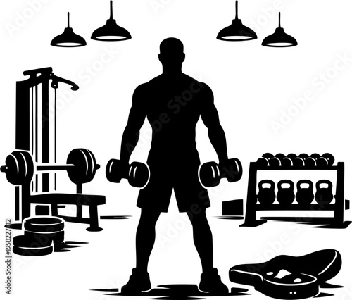 silhouette of a man in the gym