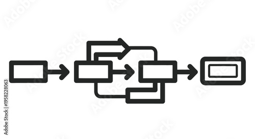 Simple flowchart diagram with rectangles and arrows indicating a process or workflow
