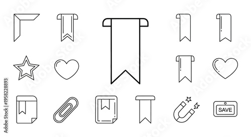 Collection of various bookmark icons.