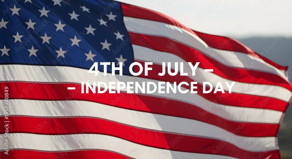 Obraz premium American flag waving in the wind on a blue background symbolizing patriotism and freedom