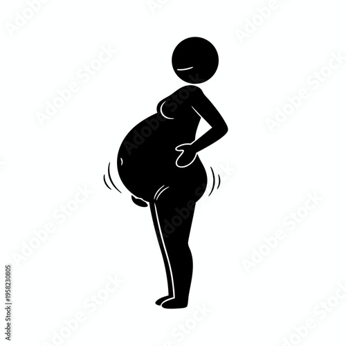 Pregnant woman stick figure pictogram illustrating maternity and expectant mother concept vector icon