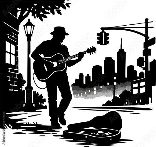 guitar player on the wall