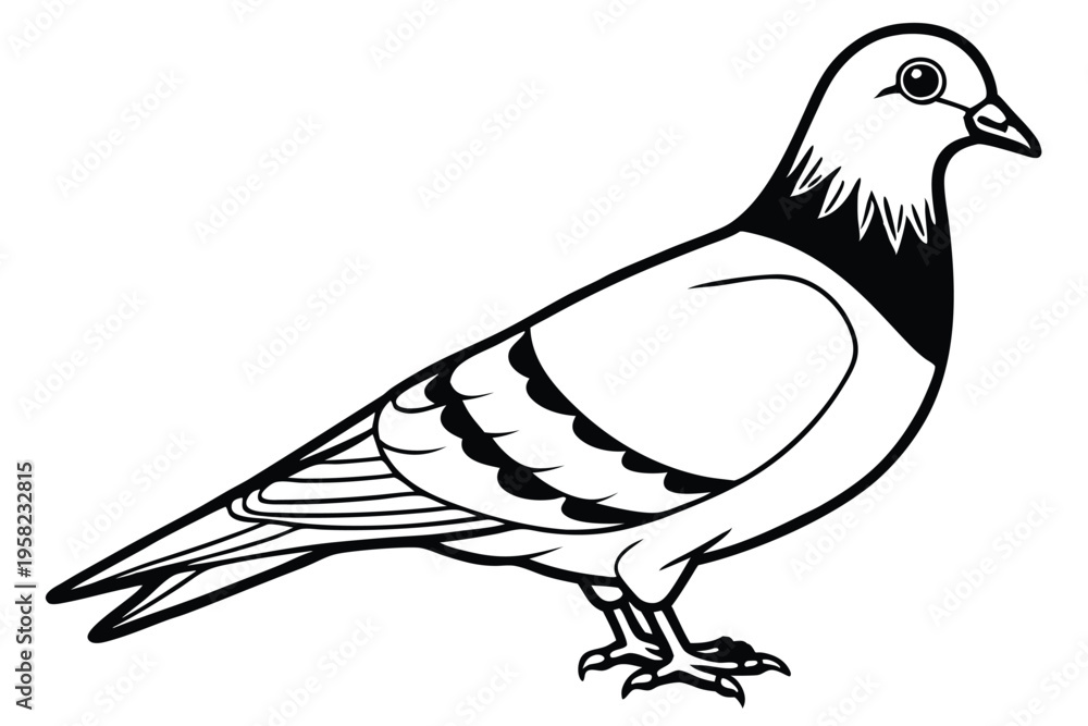 Fototapeta premium pigeon silhouette line art vector illustration with a white background