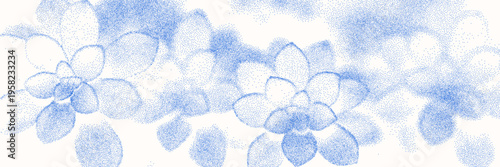 Cyanotype halftone overlay texture bg with leaves silhouettes. Vector soft blue wallpaper for template, graphic design projects, artworks