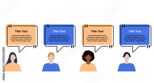 吹き出しと男女の人物、サンプルテキスト