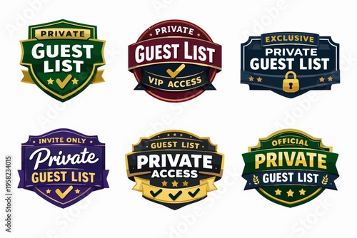 Private guest list badges offering exclusive access for vip membership, events, and parties