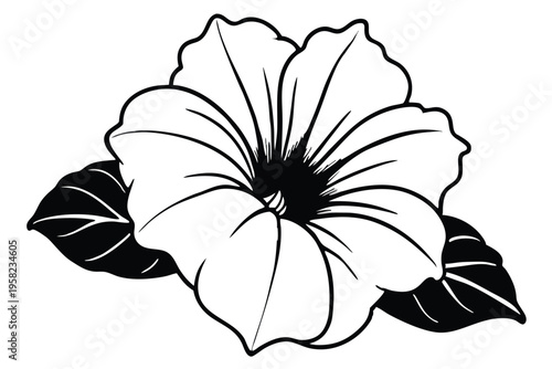 petunia flower silhouette line art vector illustration with a white background