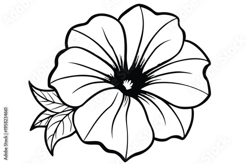 petunia flower silhouette line art vector illustration with a white background