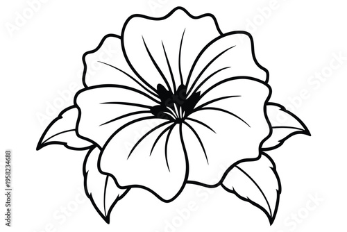 petunia flower silhouette line art vector illustration with a white background
