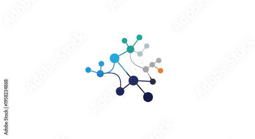 Abstract network connection diagram showing data flow and scientific connectivity on white