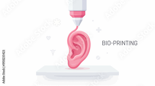 3D Bio Printing Human Ear Vector