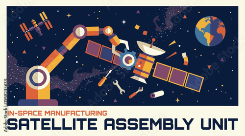 In Space Manufacturing Robotic Arm Vector