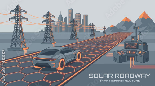 Solar Roadway Hexagon Tile Infrastructure Vector