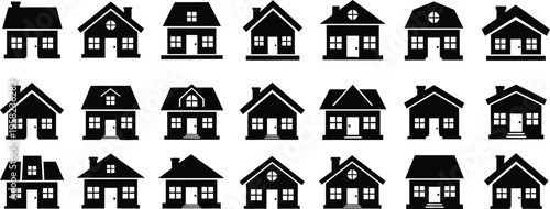 Collection of 20 simple house silhouettes
