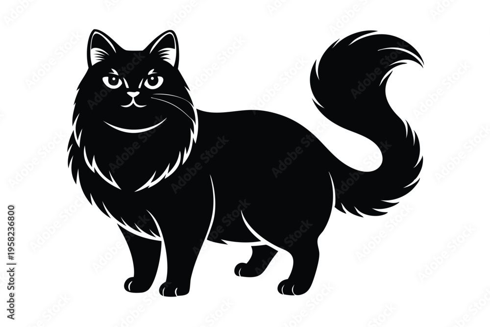 Obraz premium persian cat silhouette line art vector illustration with a white background