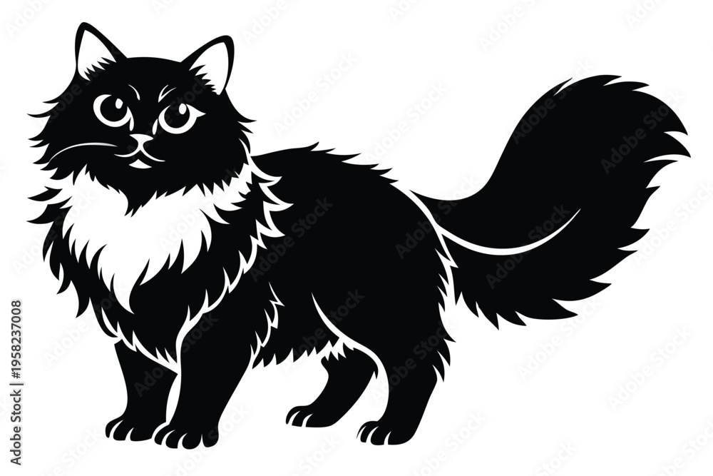 Obraz premium persian cat silhouette line art vector illustration with a white background