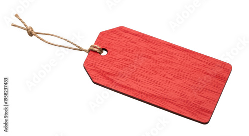 Obraz na płótnie A red wooden tag with a string