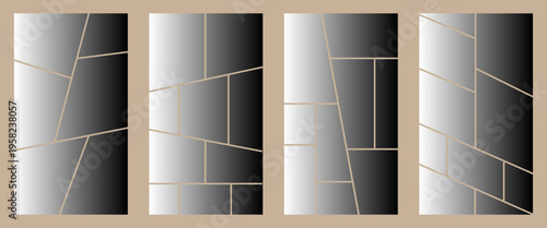 Set of collage grid manga comic storyboard layout panel blank template. Empty page frame for comic book, photo collage, poster, flyer. Vector illustration