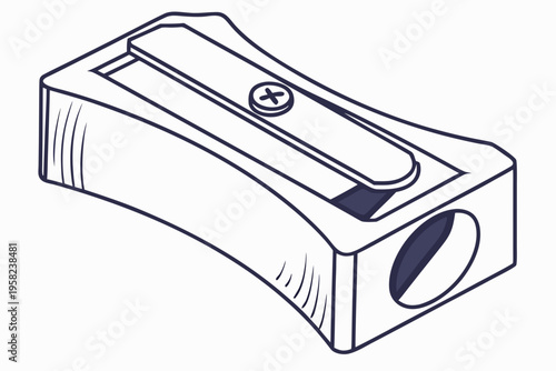 A minimalist illustration of a pencil sharpener in a simple line art style