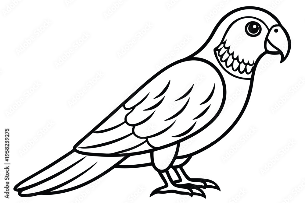 Fototapeta premium parakeet bird silhouette line art vector illustration with a white background