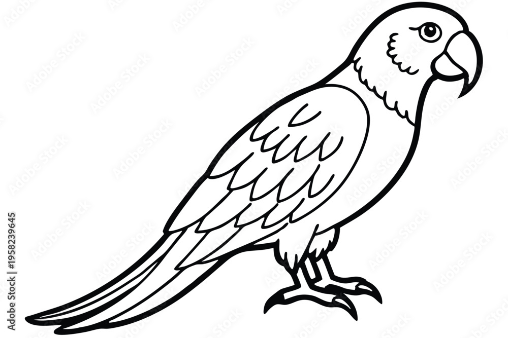 Fototapeta premium parakeet bird silhouette line art vector illustration with a white background