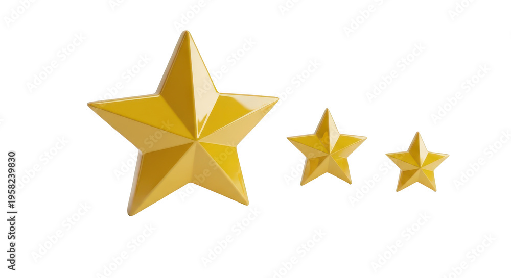Obraz premium A set of three shiny golden stars