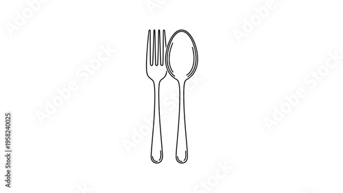 Fork and spoon eating utensils drawing.