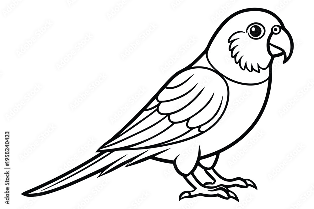Obraz premium parakeet bird silhouette line art vector illustration with a white background