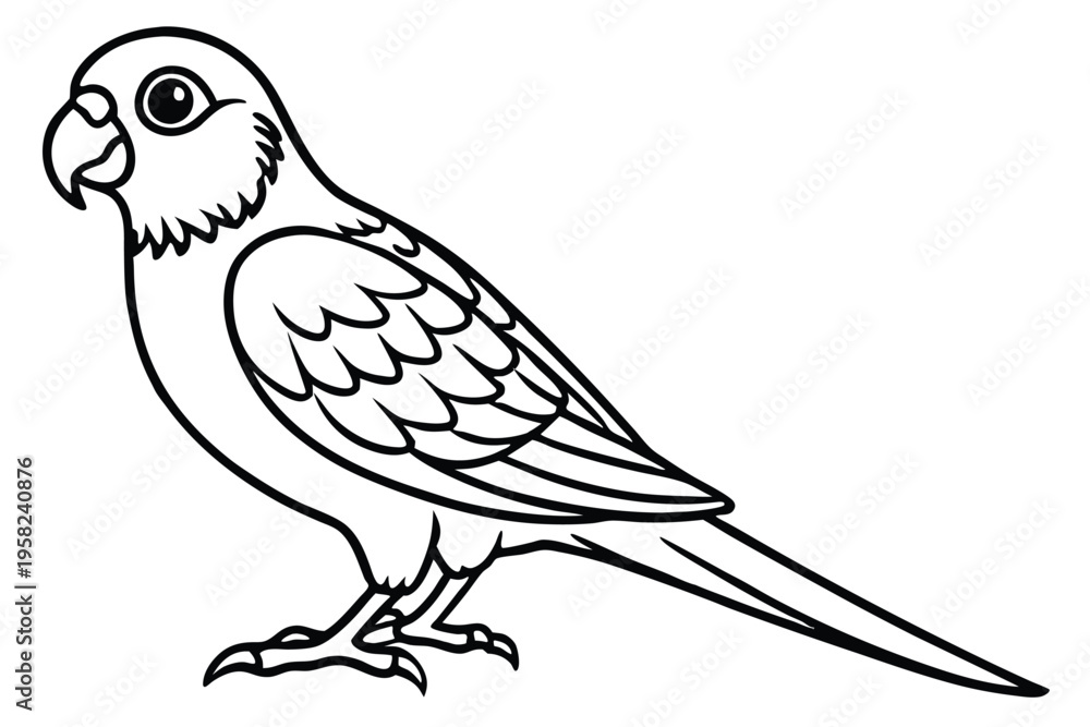 Fototapeta premium parakeet bird silhouette line art vector illustration with a white background