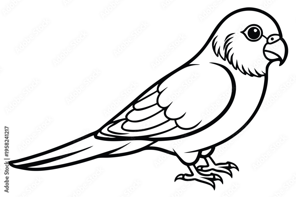 Fototapeta premium parakeet bird silhouette line art vector illustration with a white background