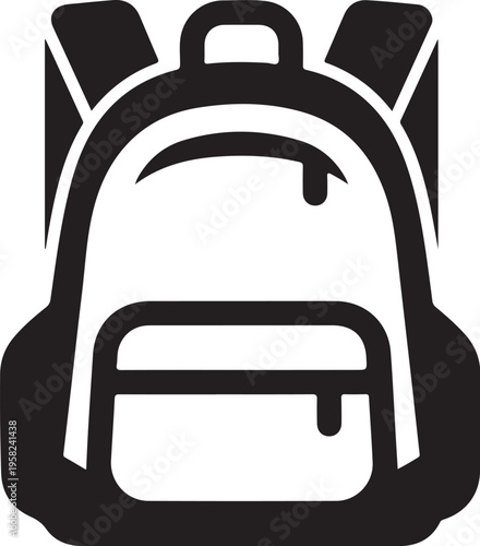 Vector backpack icon, black and white