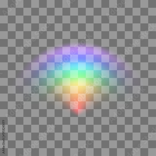 Soft rainbow light flare with gradient color spectrum on transparent background vector illustration