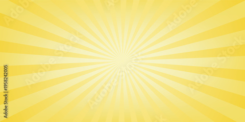 Sun rays Retro vintage style on yellow background,  Sunburst Pattern Background. Rays. Summer Banner Vector illustration