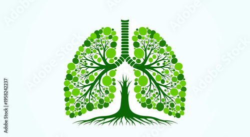 Green lungs with tree roots inside.