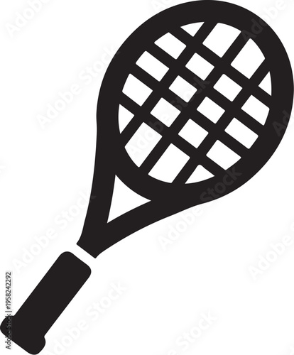 Black tennis racket icon vector