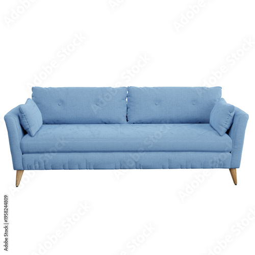 minimalist blue sofa isolated on white