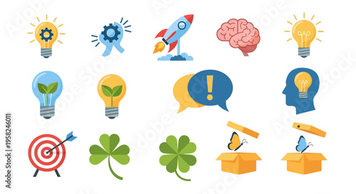 Innovation Ideas Business Concept Icons.