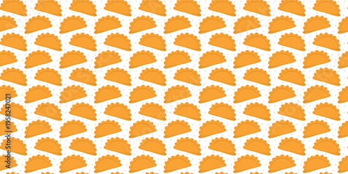 Empanadas seamless pattern for restaurant branding identity. Varenyky pattern