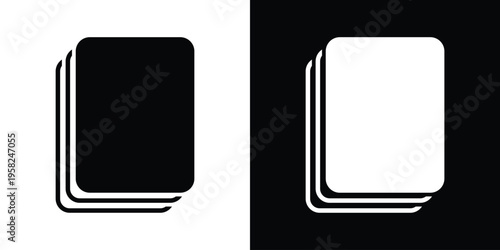 Minimalist vector icon of stacked paper sheets. Symbol for multi-page documents and content creation. Perfect for office administration and publishing UI design.