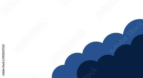 Abstract Blue Cloud Shapes Overlay on White Background