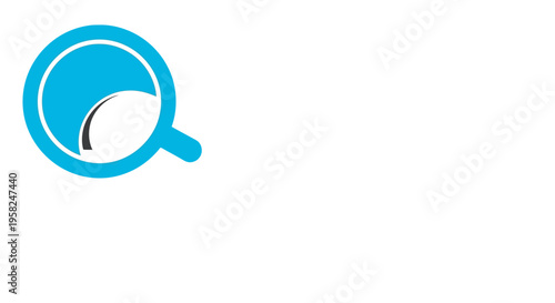 Abstract Magnifying Glass Logo with Blue Circle and White Crescent Shape