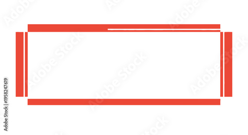 Blank Red Border Frame with White Copy Space, Graphic Element