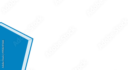 Blue book on a white background, minimalist design